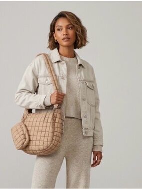 Urban Expressions Quilted Shoulder Bag in Taupe